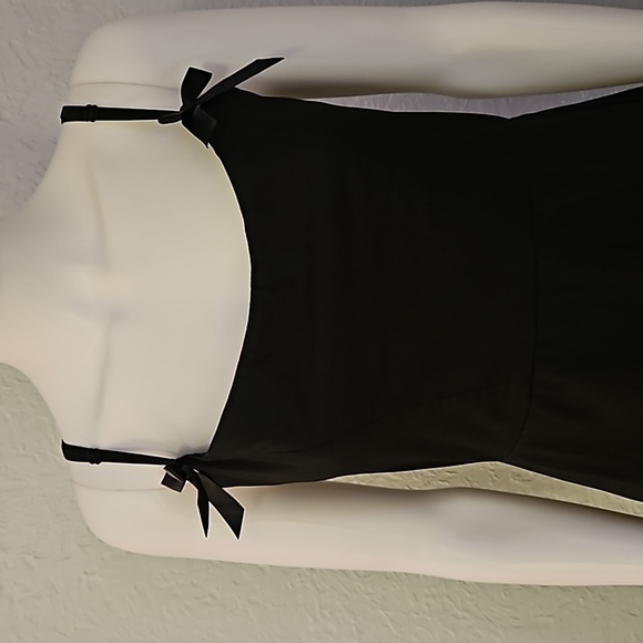 LUCKY 13 Retro Black Floral Lace Spaghetti Bow Strap Pin-up Rockabilly Dress - Picture 4 of 9